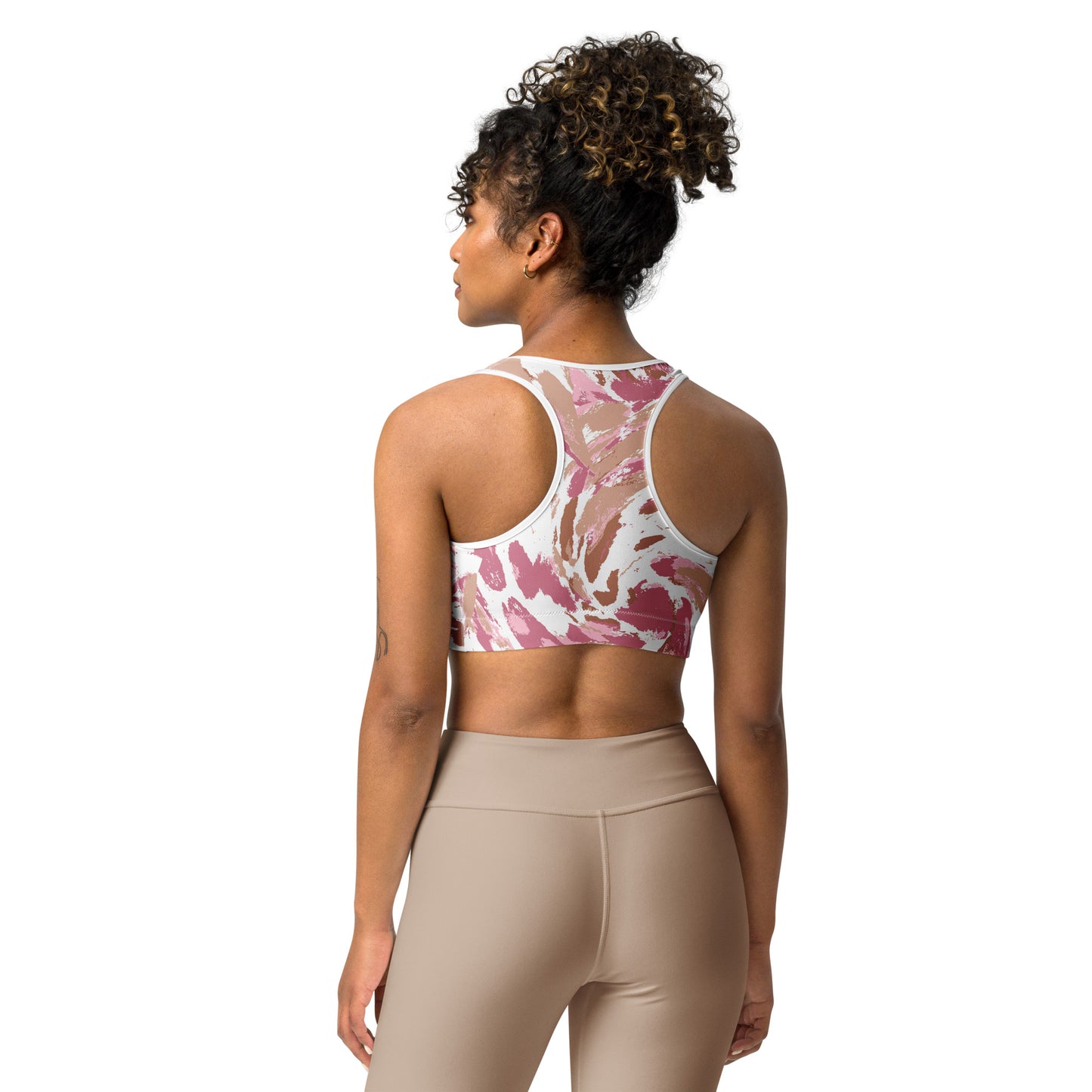 Dreamy Dear Sports Bra, Pink Brushstrokes