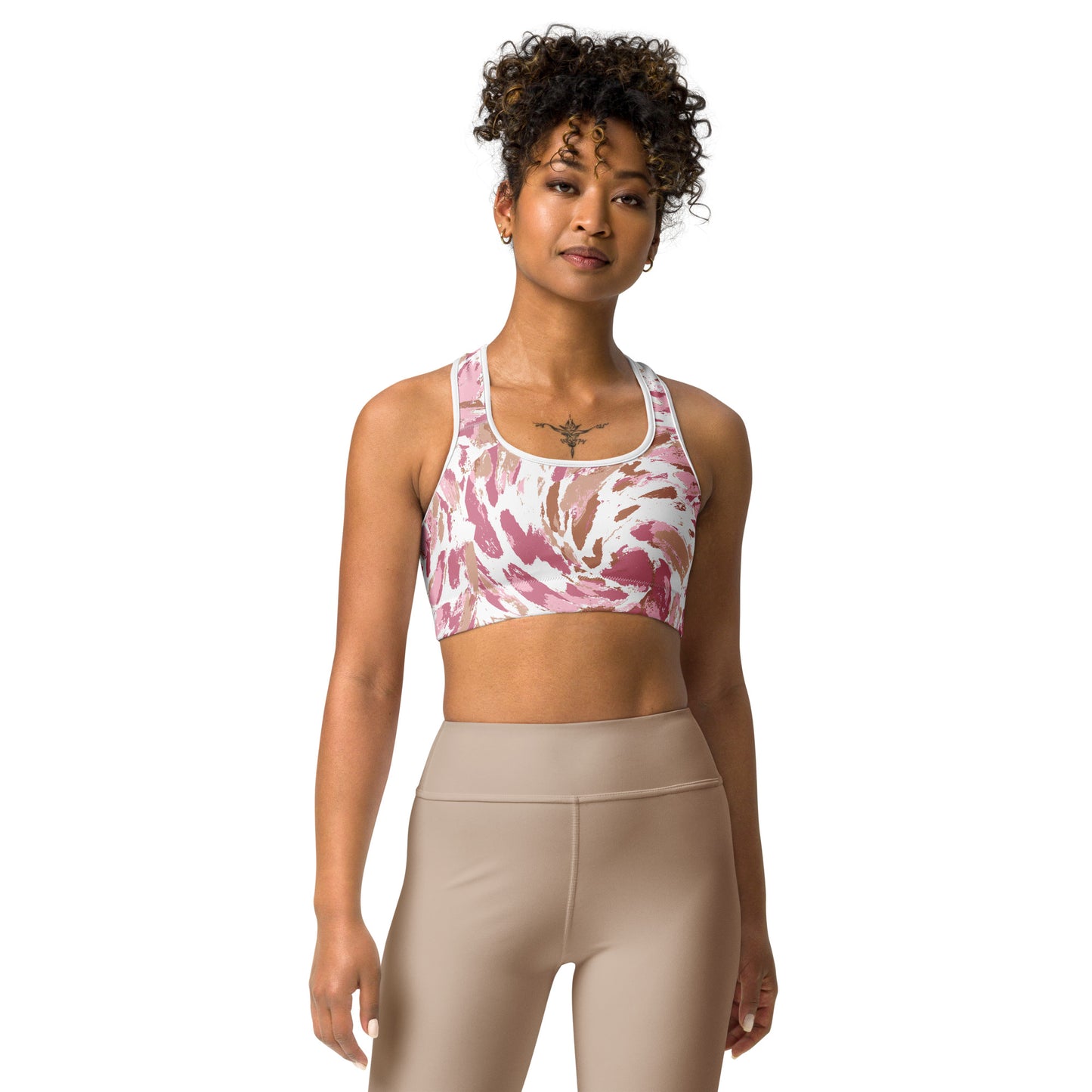 Dreamy Dear Sports Bra, Pink Brushstrokes