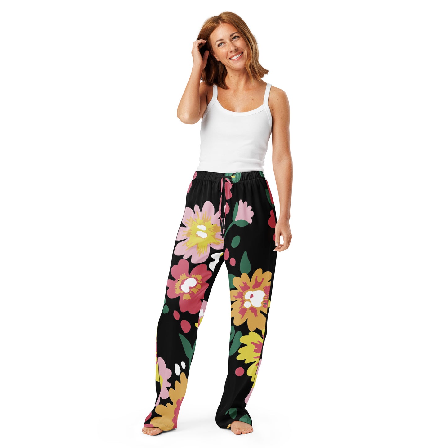 Dreamy Dear Women’s Pajama Pants, Black Color Pop